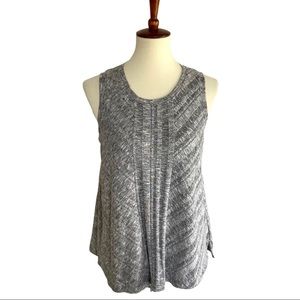 Gap Sleeveless Tank Top Shell Lightweight Knit Gray & White Heather Flowy